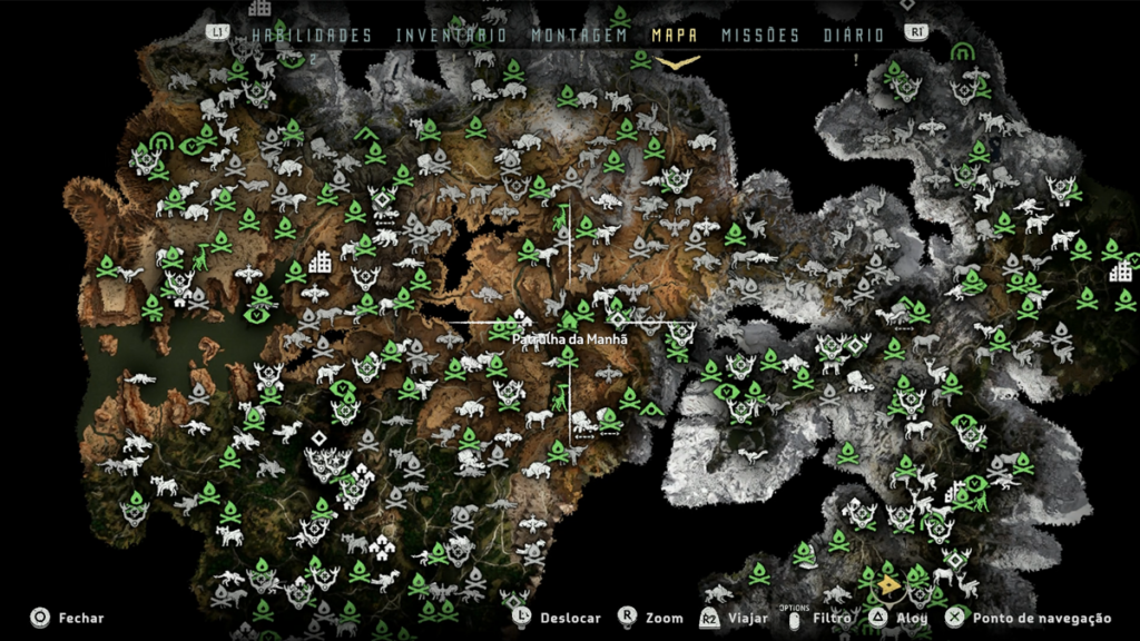 Mapa do jogo Horizon Zero Dawn
