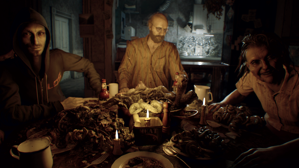 Jantar da família Baker no resident evil 7