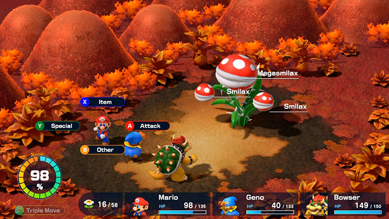 Batalhas em turno em Super Mario RPG
