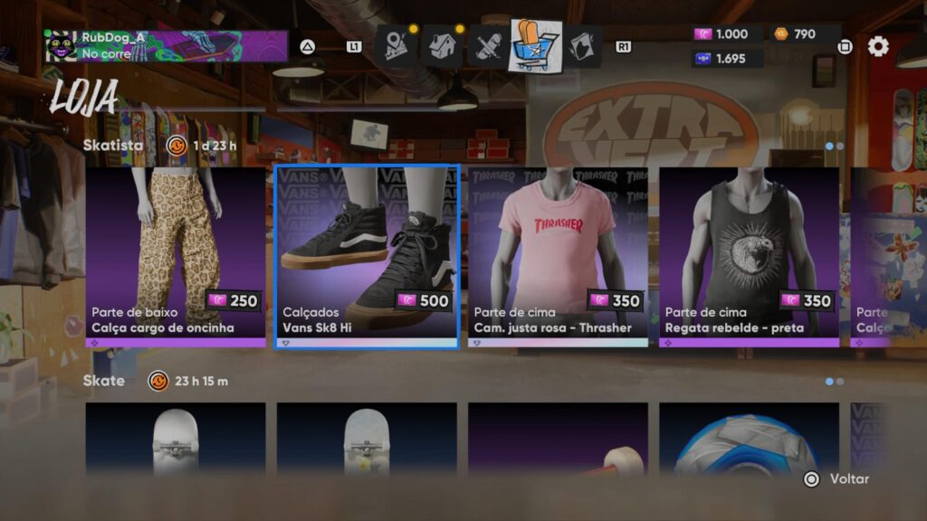 Loja de itens em Skate.